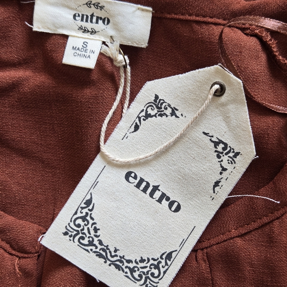 Entro Rust Lace-Up Long Sleeve Dress - Picture 7 of 8